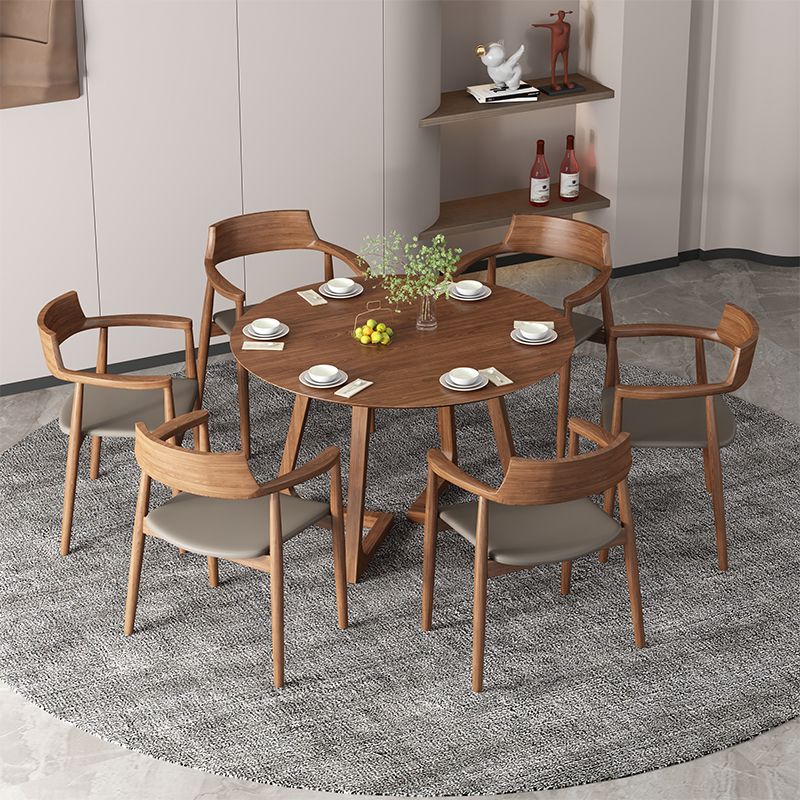 Mesa de comedor informal de pedestal doble redondo Mesa de madera de madera sólida de ashwood