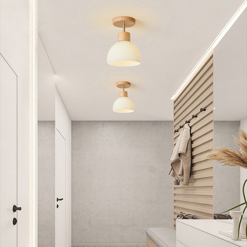 White Shaded Ceiling Light Modern Flush Mount Lighting for Foyer