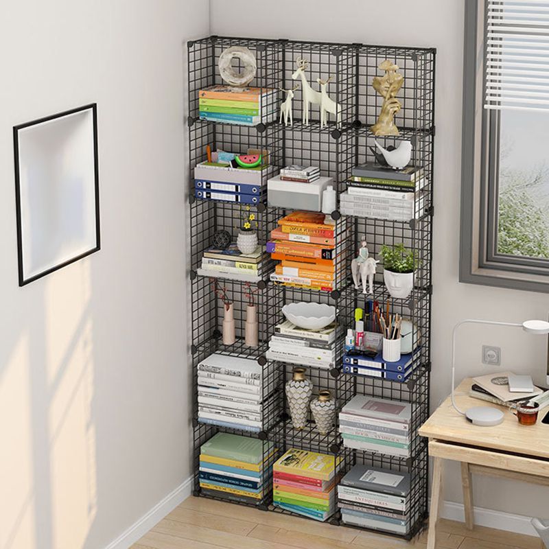 Contemporary Metal Bookcase Closed Back Bookshelf for Living Room