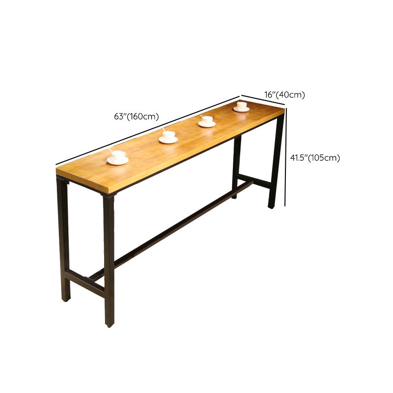 Rectangular Bar Height Table Black Legs and Metal Base Bar Table