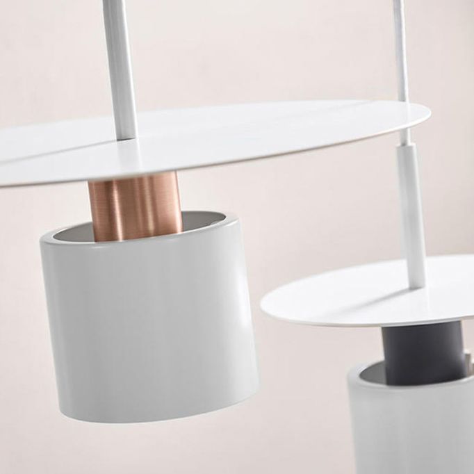 Pendre en fer laqué dans le style artistique moderne, lampe à suspension unique cylindrique pour chambre à coucher