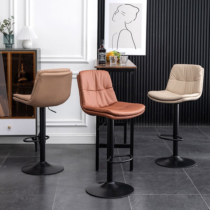 Contemporary Leather Swivel Barstool Indoor Bar Stool with Low Back