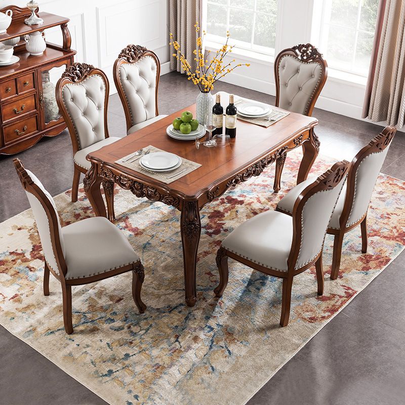 Mid-Century Dining Table Rectangle Solid Wood 4 Legs Dining Table for Living Room