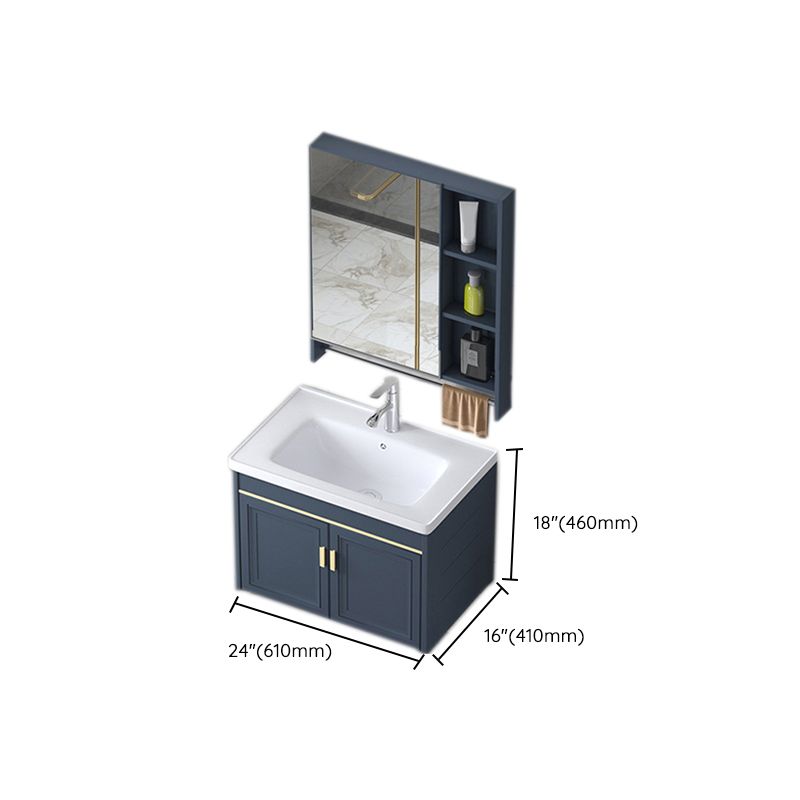 Modern Wall-Mounted Sink Vanity Blue Wall Mount Vanity Cabinet