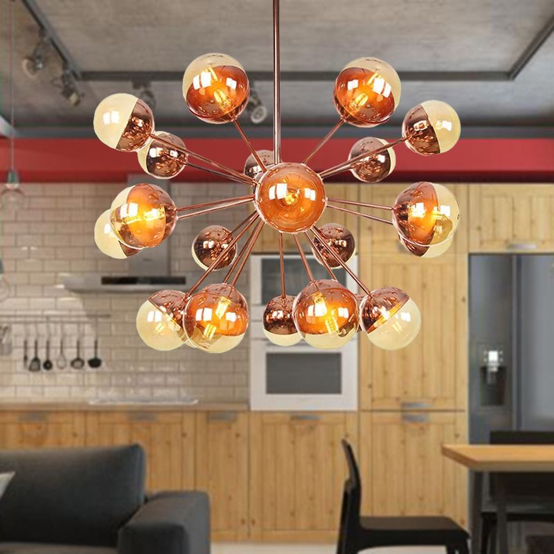 Semi-encastré Globe pour salle à manger, verre blanc/transparent/gris fumée, 9/12/15 lumières, luminaire semi-encastré contemporain en cuivre/chrome/or