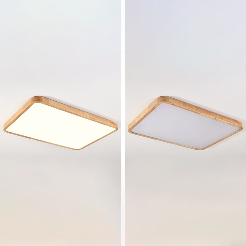 1-Light Wood Ceiling Light Fixtures Modern Style Geometric Semi Flush Mount Lighting