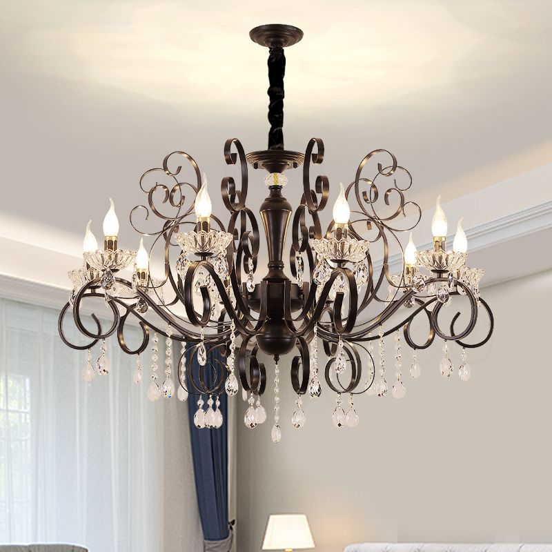 Crystal 6 Lights Hanging Ceiling Lights Raindrop European Suspended Lighting Fixture for Living Room