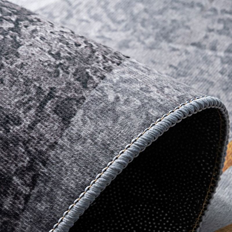 Modern Color Block Rug Polyester Grey Area Carpet Stain Resistant Area Rug for Bedroom