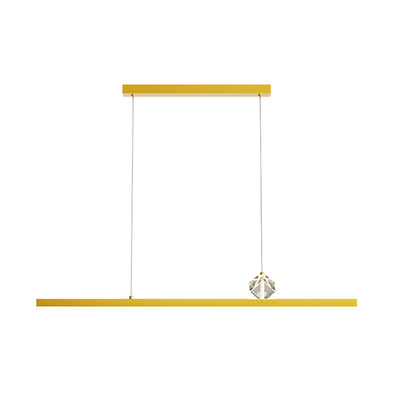 Gold LED Island Light Crystal Island Hanging Light with Acrylic Shade for Living Room
