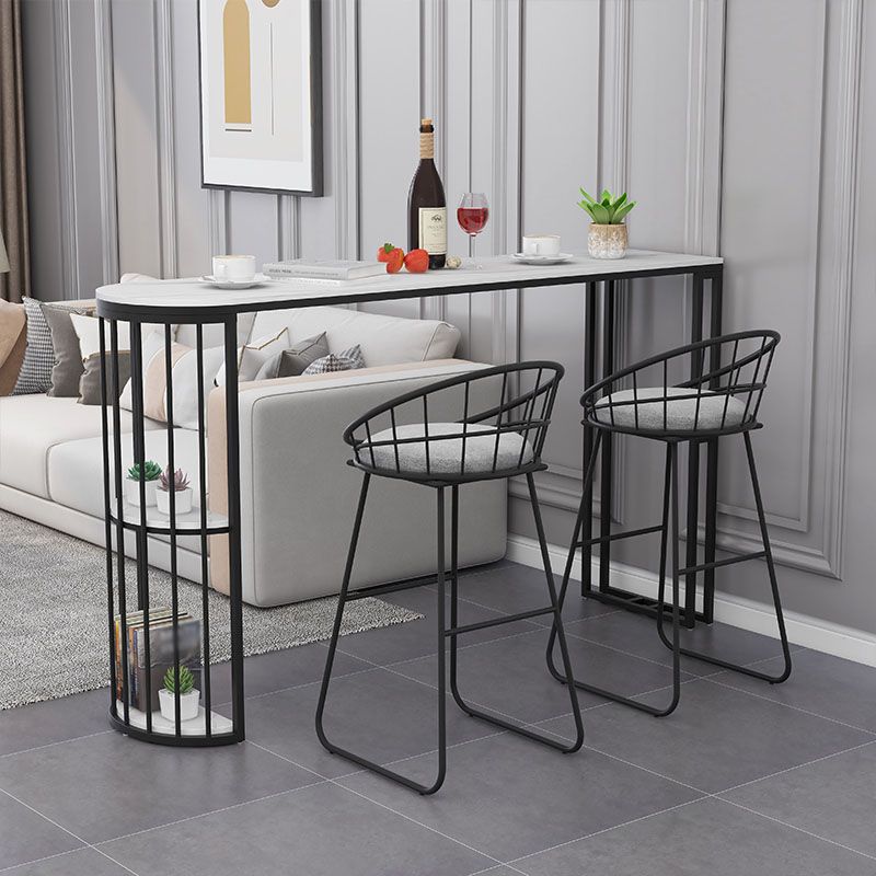 Nordic Glam Style Bar Table 42-inch Height Metal Base Bistro Table for Dining Room
