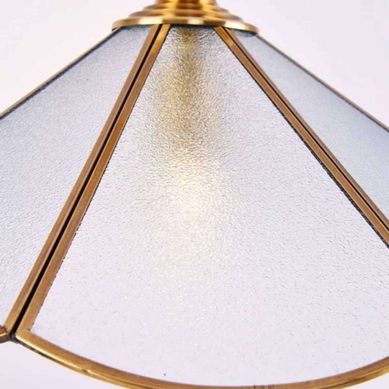 Gold Flared Suspension Lighting Traditional Frosted Glass 1 Head Dining Room Hanging Pendant Lamp