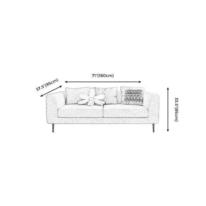 Modern Cotton Square Arm Sofa Pillow Back Settee for Living Room