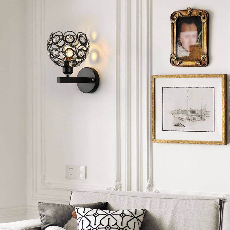 Hollowed-out Crystal Wall Sconce Minimalist 1-Light Wall Lighting for Foyer