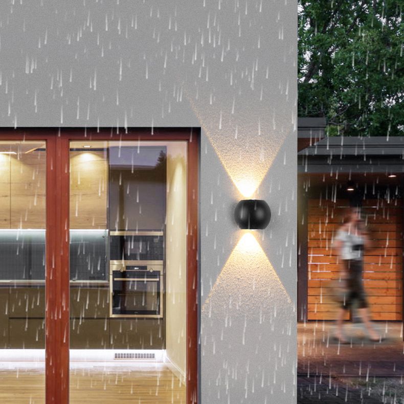 Lámpara de pared LED geométrica negra en moderna simplicidad de aluminio luz de pared impermeable con sombra de vidrio