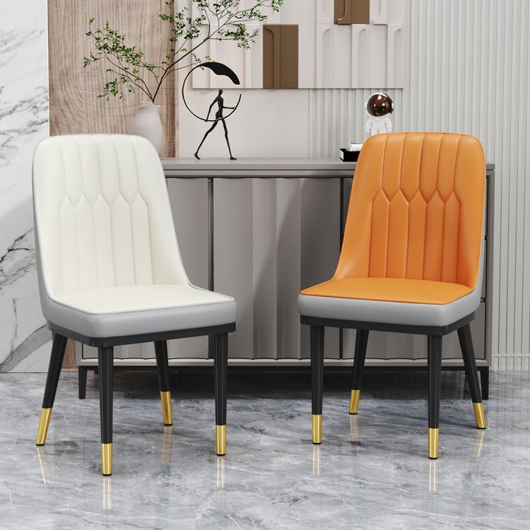 Modern Armless Backrest Cushion Chair with Metal Legs for Living Room