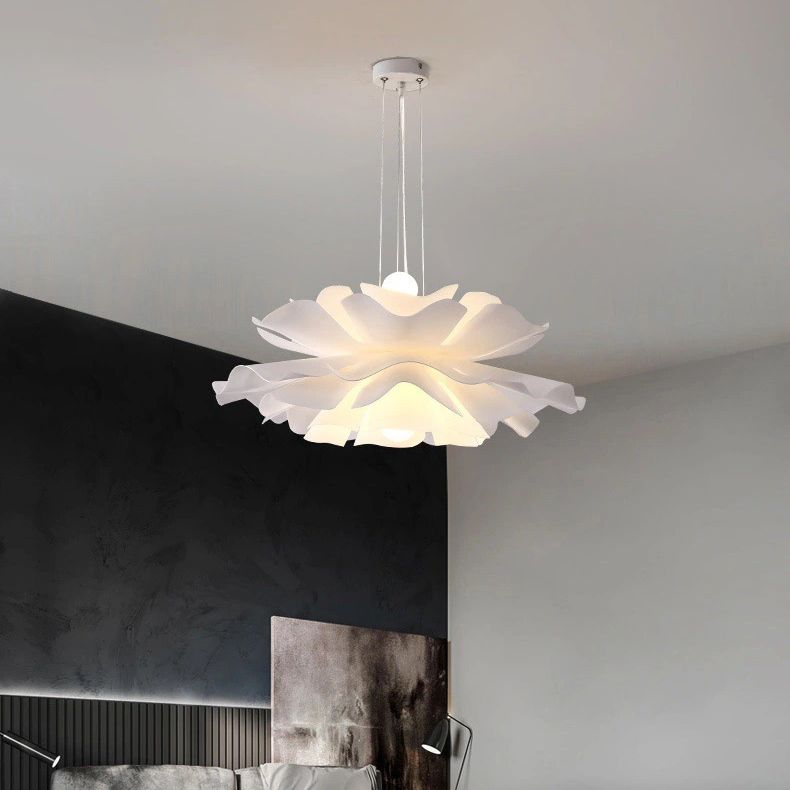 Modern Minimalist Style Blossoming Flower Hanging Pendant Lights Metal 2 Lights Pendant Light for Living Room
