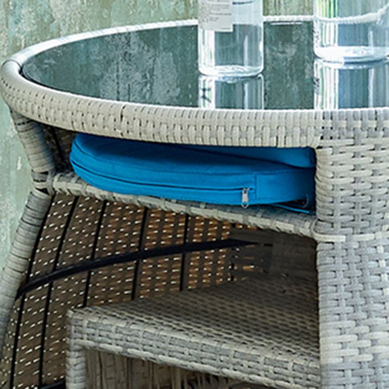 Boho Style Wicker Bistro Set 3 Pieces Round Glass Top Bistro Set