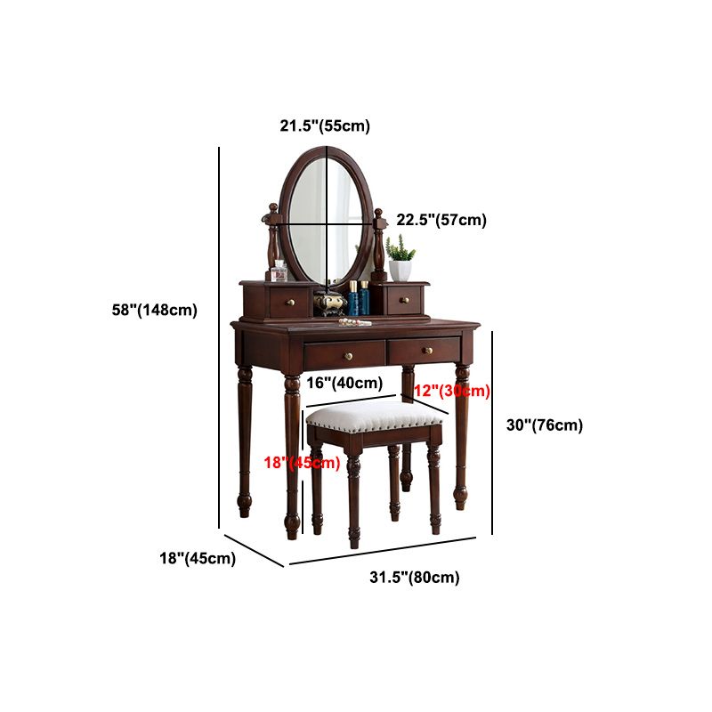 Brone Makeup Table With Drawers 17.71" W x 58.26" H for Bedroom