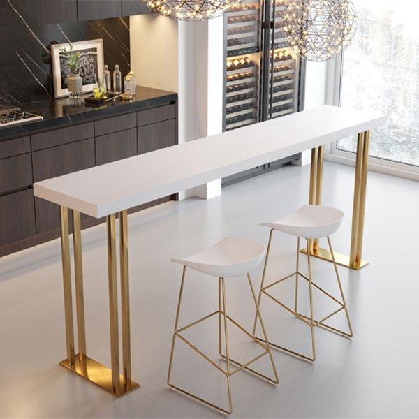 Glam Gold Base Bar/Dinette Table Rectangle Sled Indoor Counter-height Pub Table