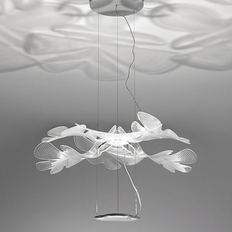 Clear Floral Chandelier Art Deco Acrylic LED Hanging Ceiling Light for Living Room
