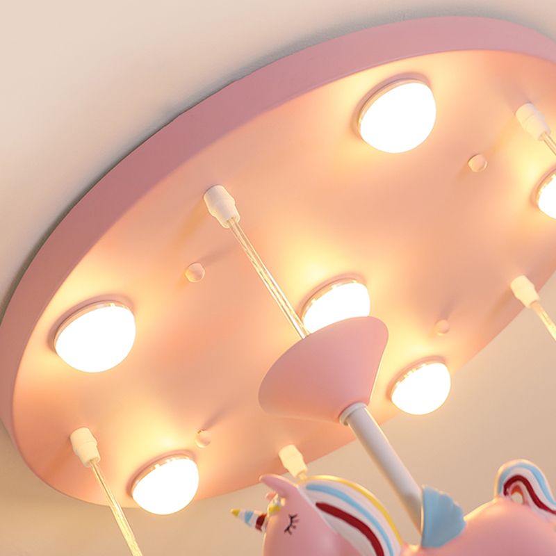 Multi Light Spherical Hanging Pendant Modern Macaron Style Glass Hanging Lighting