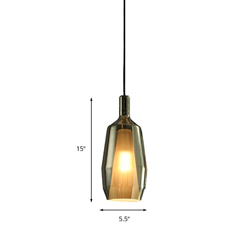 Tulip Pendant Light Fixture Modern Green Glass 1 Head Dining Room Hanging Lamp Kit