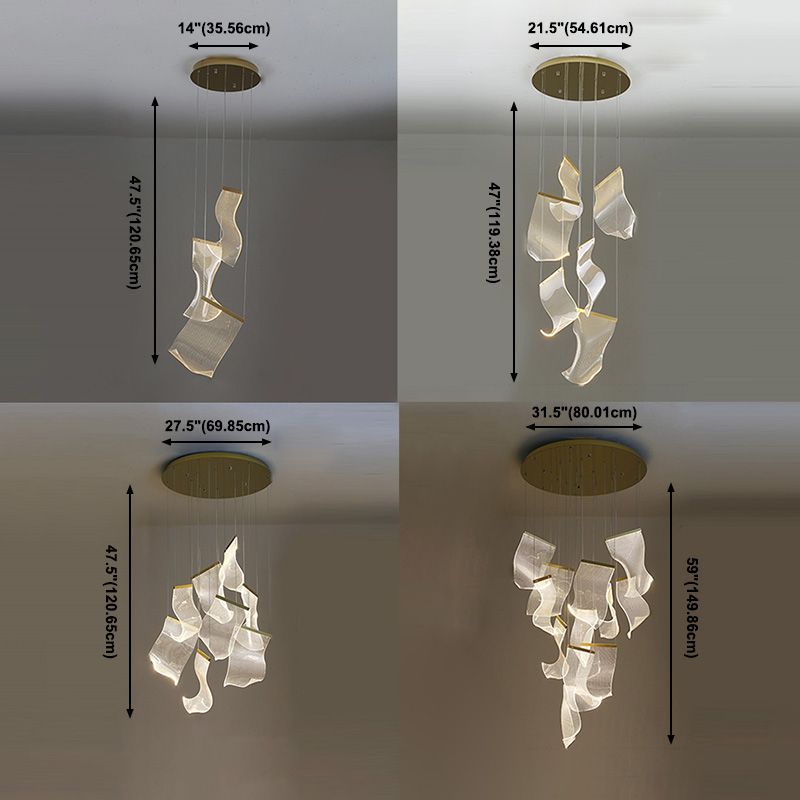 Paper Hanging Light Fixtures Modern Simple Acrylic Ceiling Pendant for Stairwell
