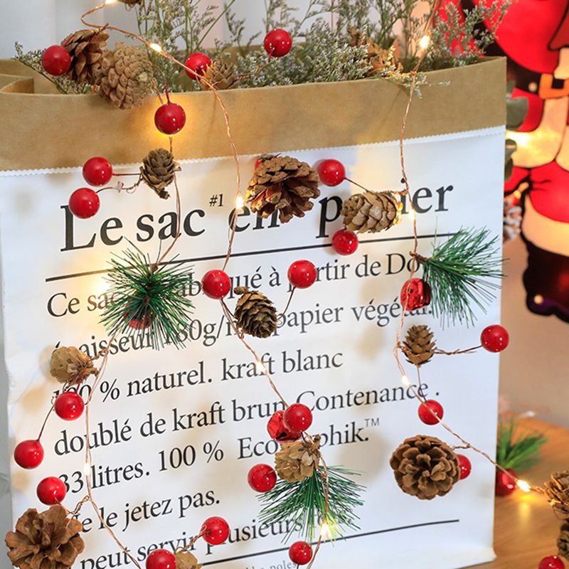 Plastic Pinecone String Light Set Nordic LED Battery Operated Festive Light for Bedroom
