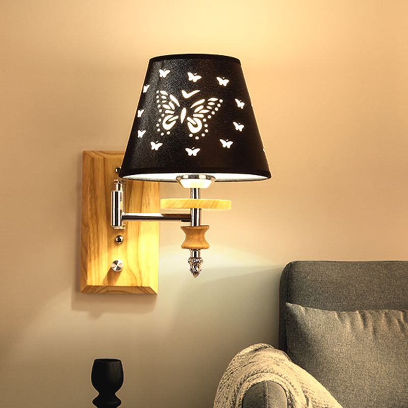 Black Barrel Tessum Sconce Light Kids 1/2 Luci da parete in legno Montaggio con motivo
