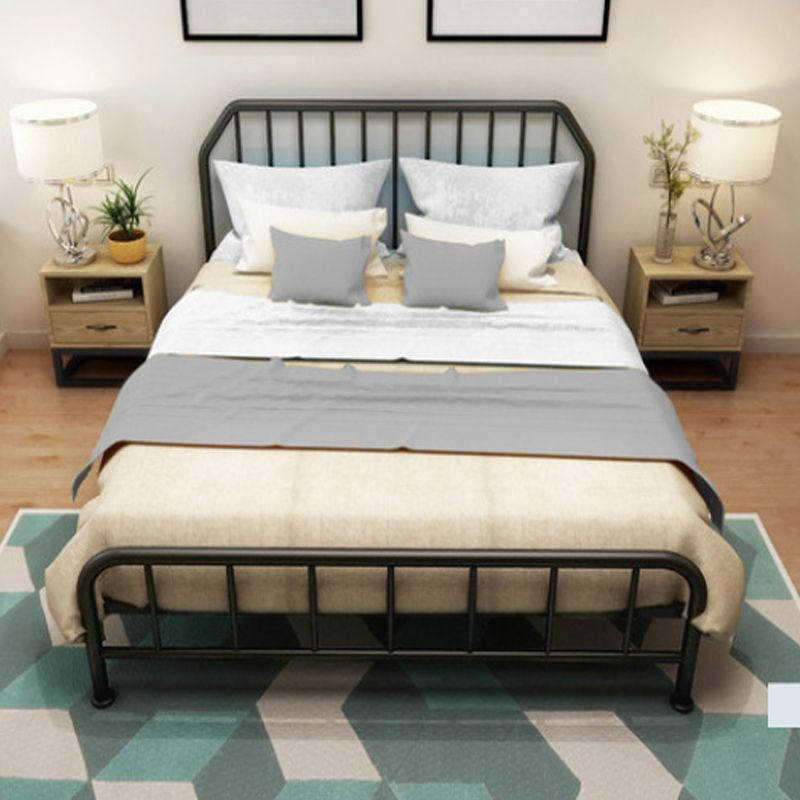 Metal Open-Frame Bed Scooped Solid Color Slat Bed with Custom Gold Leg