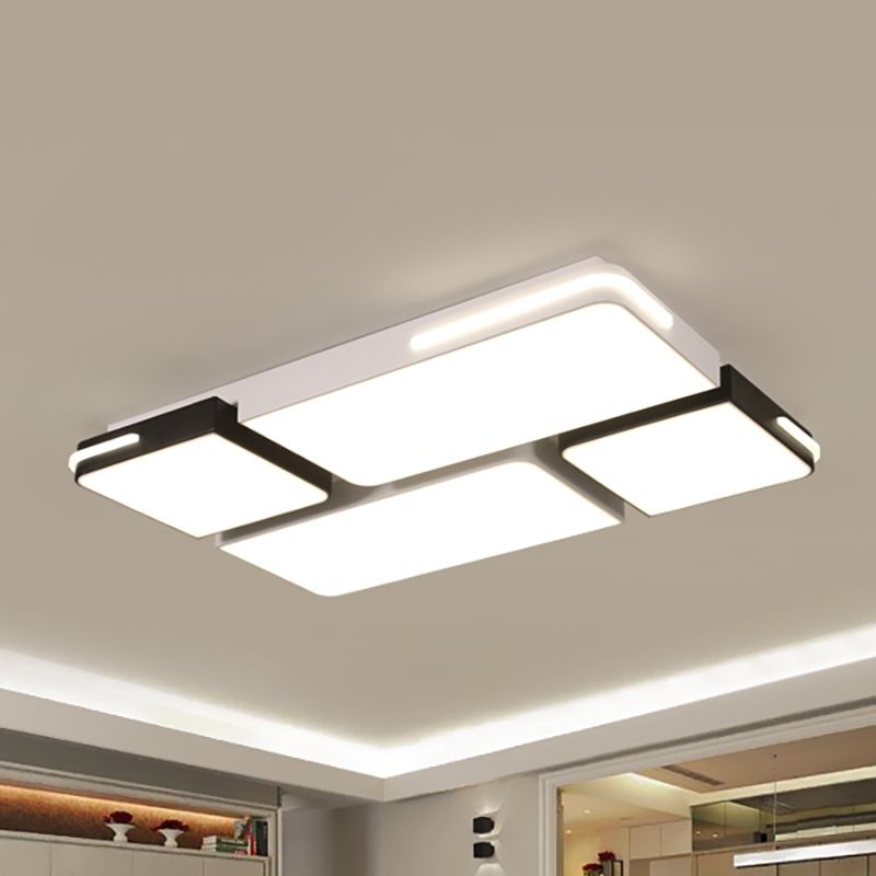 Square/Rectangle Acrylic Flush Pendant Light Contemporary 21.5"/37.5" Width LED White Flush Mount Lighting in White/Warm Lighting