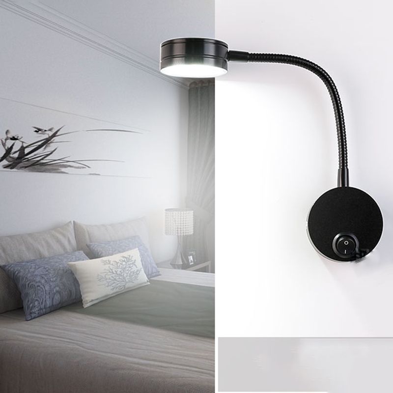 Iluminación de pared de cilindro de metal estilo contemporáneo 1 luces de lectura montadas en la pared ligera