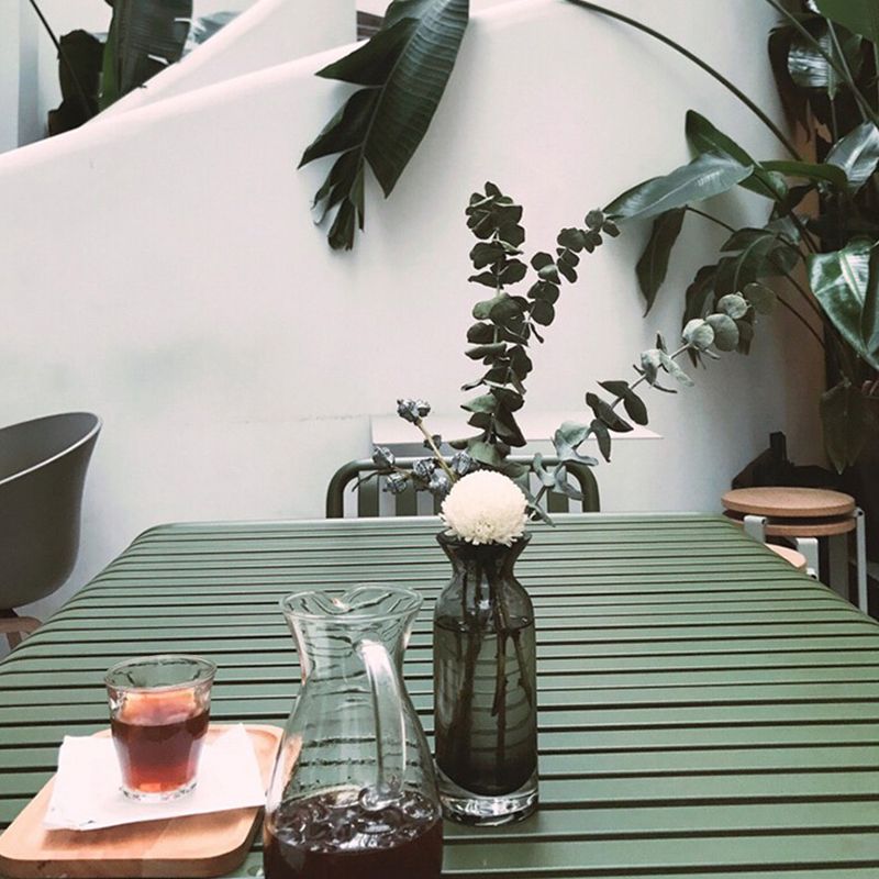 Metal Dining Table Industrial Green Rectangle Rust Resistant Table