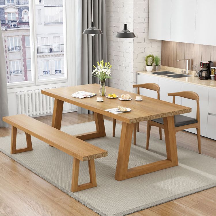 Wooden Dining Room Set Standard Height with Double Pedestal Base Table Set (bench not included)