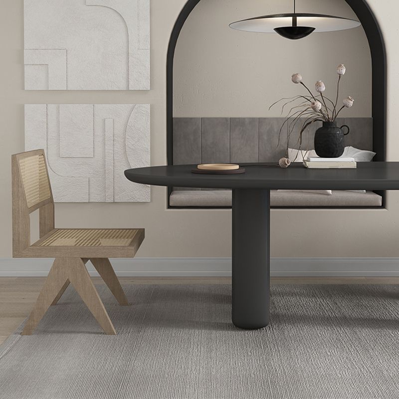 Modern Solid Wood Dining Table Oval Wooden Table with 4 Legs