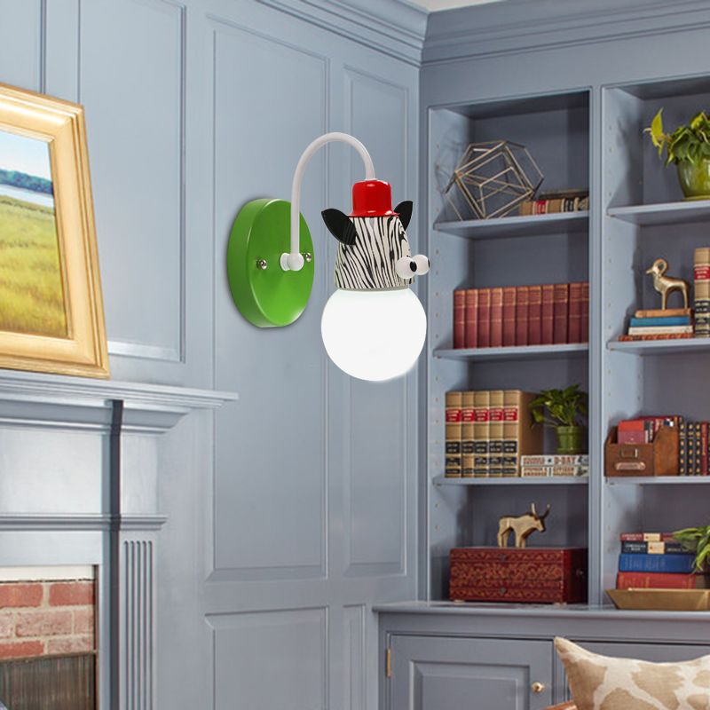 Modern Lovely Zebra Sconce Light Single Head Metal Wall Lamp for Kid Bedroom