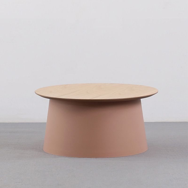 Pedestal Base Design Cocktail Table RoundSolid Wood/acrylic Top Coffee Table