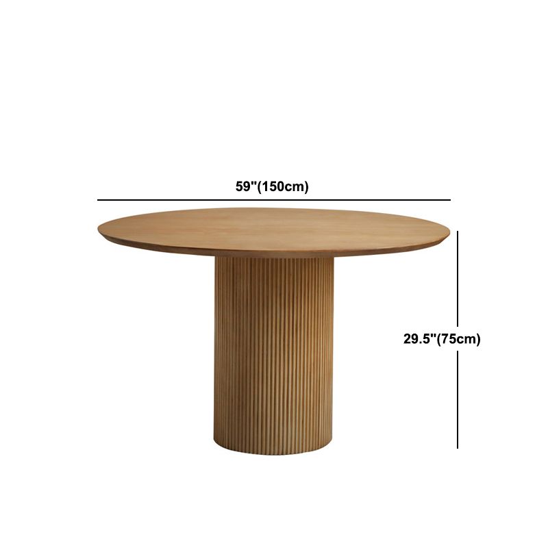 Round Dining Table Contemporary Style Solid Wood Brown Dinner Table