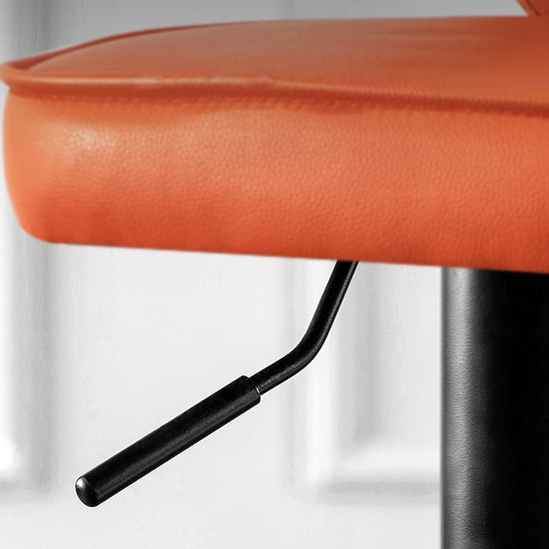 Taburete de bar de acero con respaldo moderno, taburete elevable con cojín de cuero