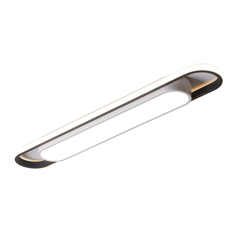 Simplicity LED Ceiling Light Fixture White Oval Ceiling Mount Light Fixture with Metal Shade