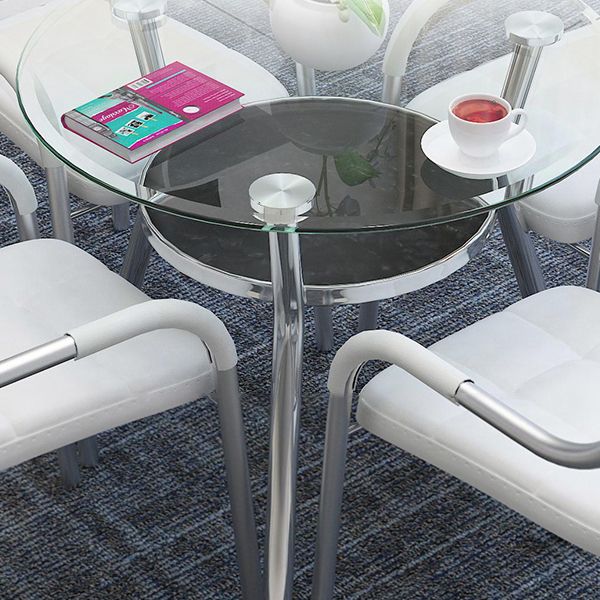 Moderner runder Esszimmertisch Temperierter Glas mit 3 Beinen für Esszimmer