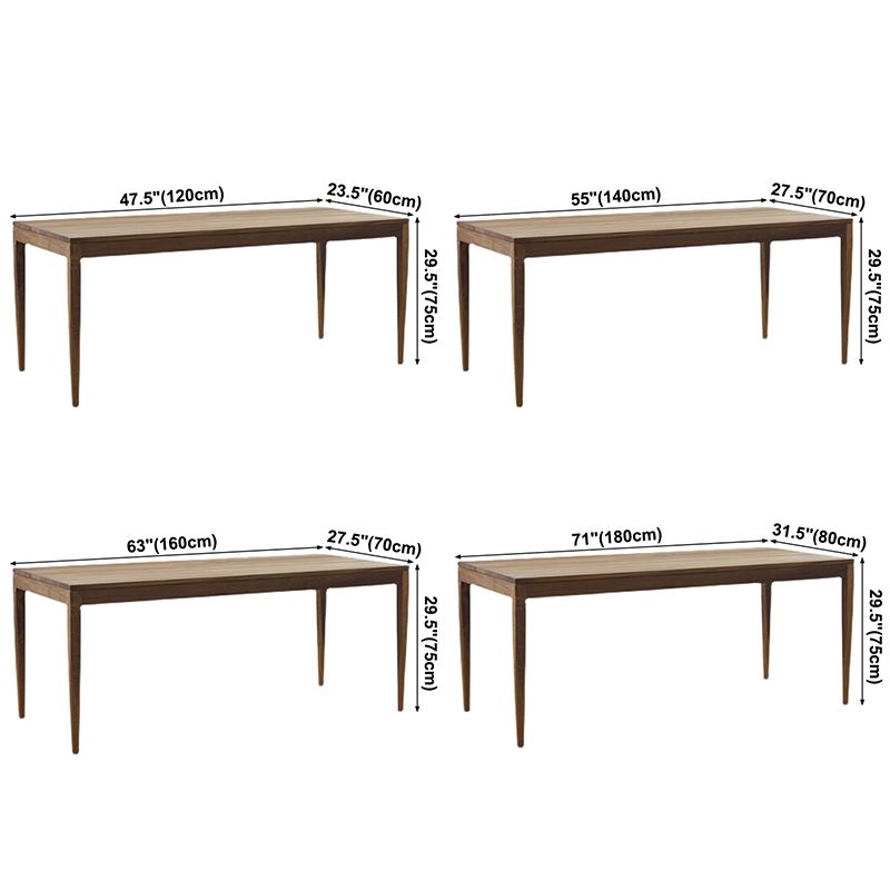 Solid Wood Brown Tone Dining Table Simplicity 4 Legs Table for Dining Room