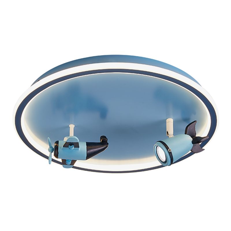 Plafonnier LED en acrylique bleu à 1 lumière, plafonnier arrondi créatif pour chambre d'enfant