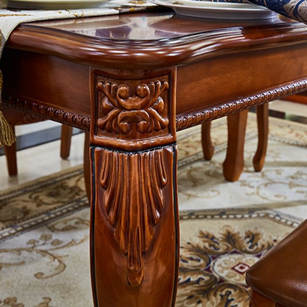 Mesa de comedor moderna de forma rectangular de la mesa marrón con 4 patas