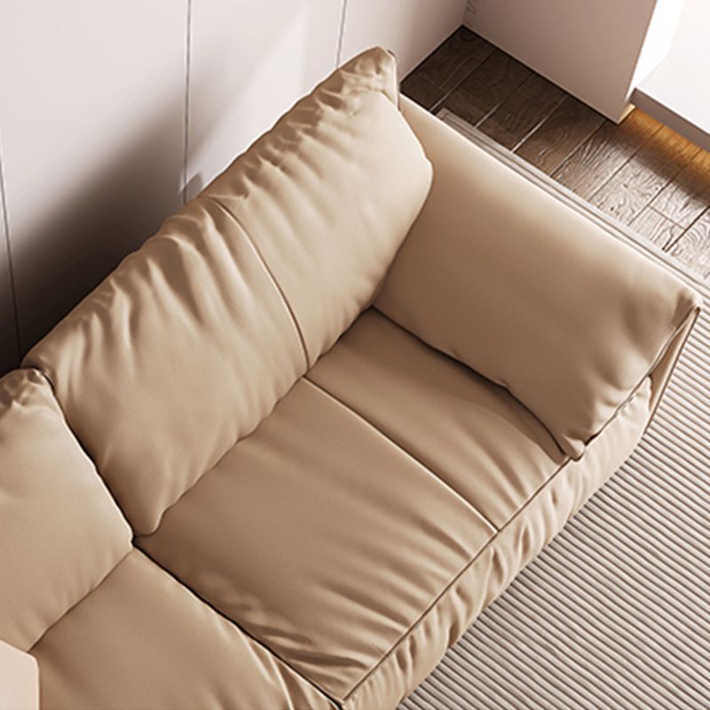 Genuine Leather 2-seater Solid Color Tight Seat Pillow Top Arm Sofa
