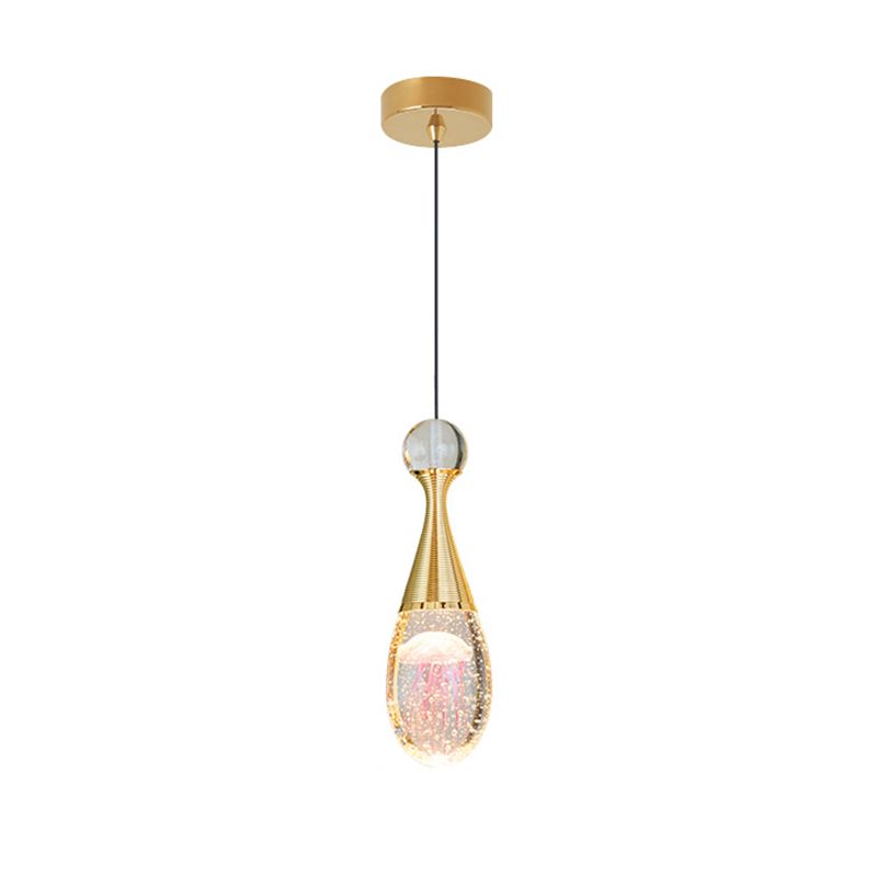 Orb/Tränendrop/Bogenform -Pendel Licht Minimalist klarer Kristallglas LED Gold hängende Deckenlampe