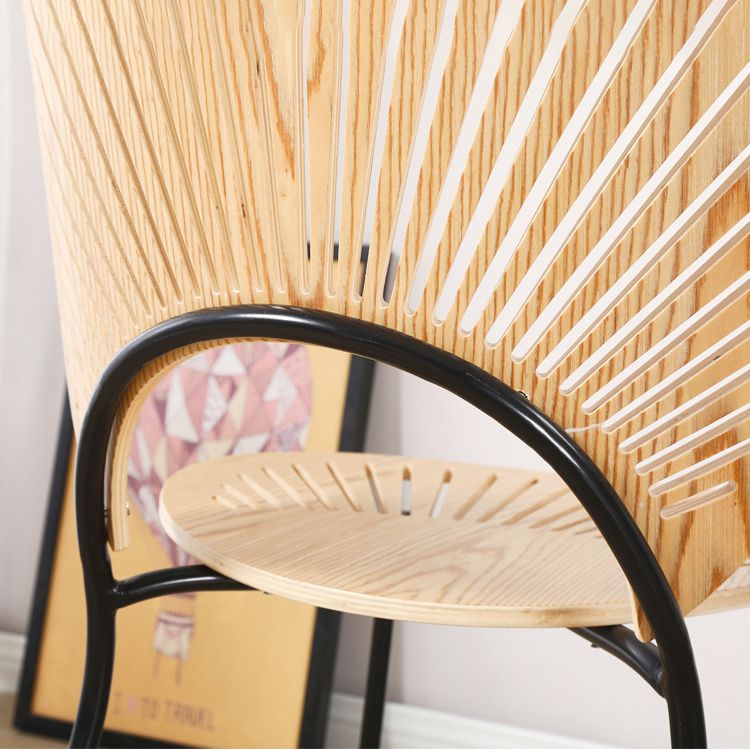 Sillas de metal estilo moderno Silla auxiliar de comedor con respaldo abierto (Juego de 4)