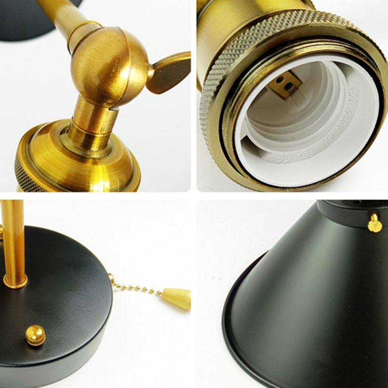 Black Modern Wall Sconce Cone Shape Vanity Lamp with Metal Shade for Bathroom