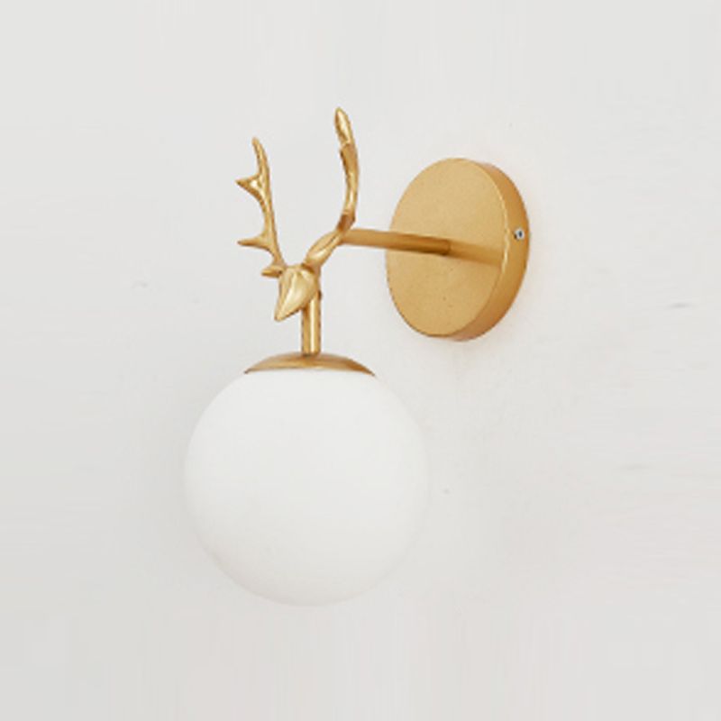 1 Light Spherical Wall Sconce Modern Style Glass Wall Lighting for Bedroom