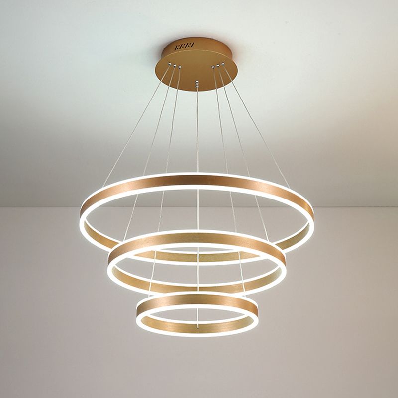 Lampada per appennata a led minimalista Black/Gold/Coffee 3 Circle a livello lampadario con ombra acrilica